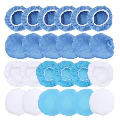 24 Packs Polishing Bonnet 6in150mm Microfiber Nonwoven Cotton Buffing Pads for Cars Motorcycles