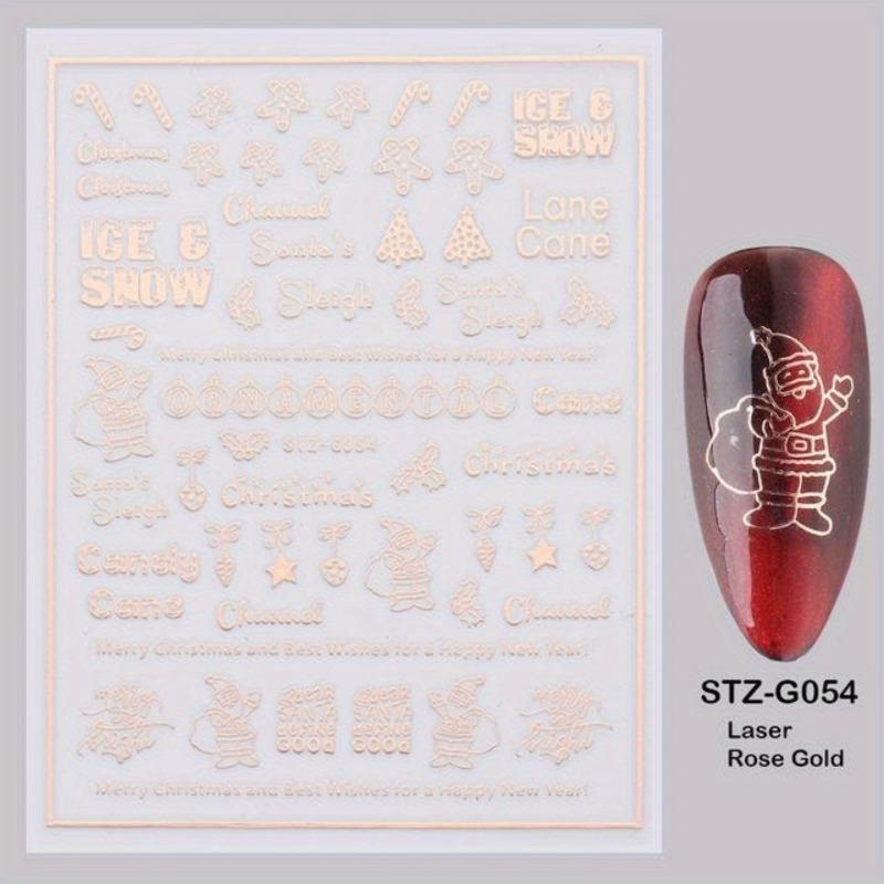3D Nail Art Sticker Christmas Sticker Nail Rose Gold Glitter Snowflake Applique Nail Manicure Winter
