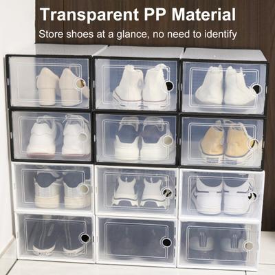 Boîte à chaussures transparente empilable, organisateur, maximise l'espace de stockage, conteneur de chaussures Transparent épais et écologique