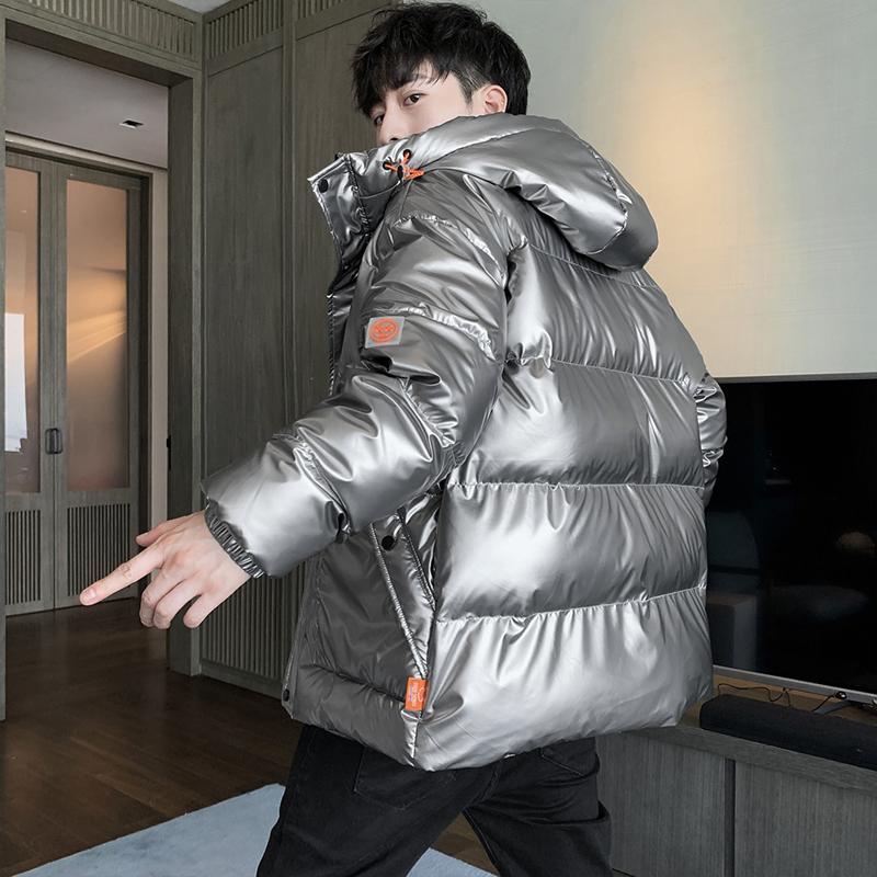Shiny Coats Men Hood Warm Hip HOP Winter Overcoat Men's Cotton-padded Parkas Casual Men's Thickened Parka