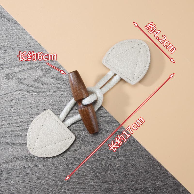 1 Pair Horn Buttons Duffle Coat Jacket Fasteners Toggle with Leather Patch Buckle Buttons for Overcoat Decor Sewing Accessories