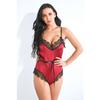 Sex Lingerie, Crafted, Red Lace, Mesh Black Edge, One-piece Pajamas