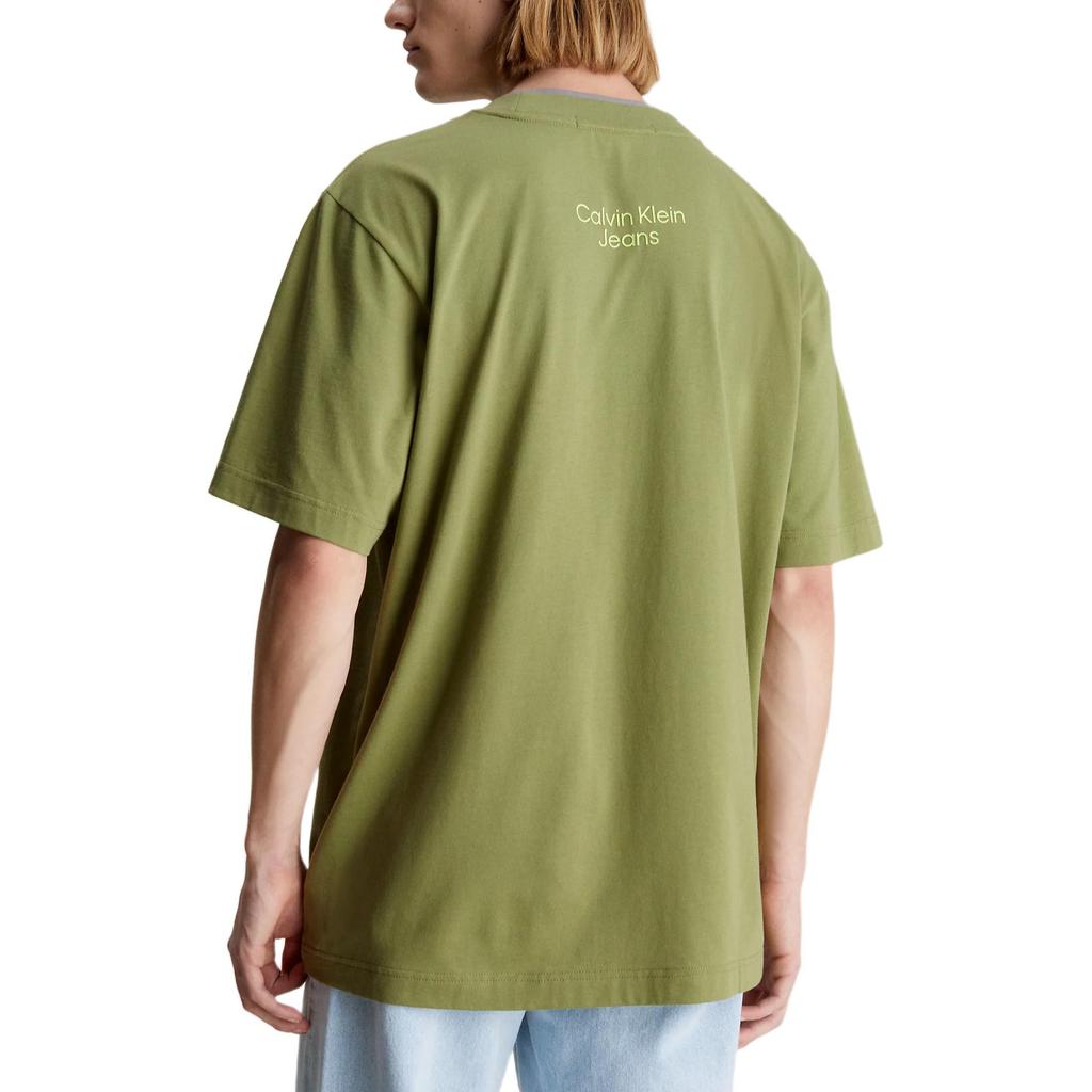 Calvin Klein Jeans Oversized Letter Print Crew Neck Short Sleeve T-Shirt Men Tops Green J30J325201-L9N