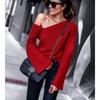 Elegant Women Fashion One Off Shoulder Blouse Shirts Top Long Sleeve Pullover Tops For Effortless Style