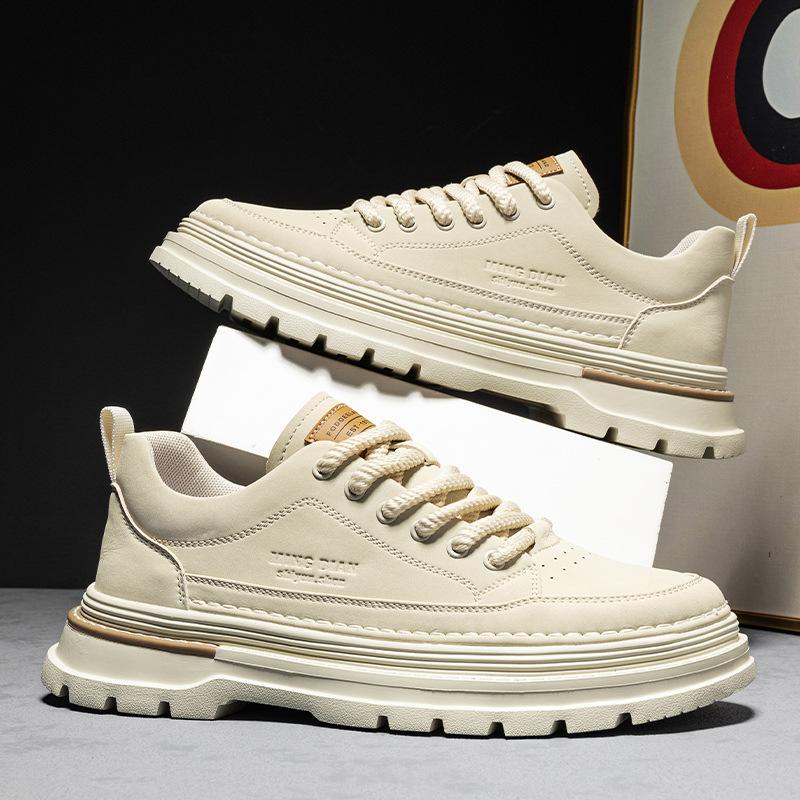 

Outdoor low-top shoes men s 2024 new lightweight and lightweight board shoes men s Martin boots waterproof trendy casual men s shoes 39 бежевый