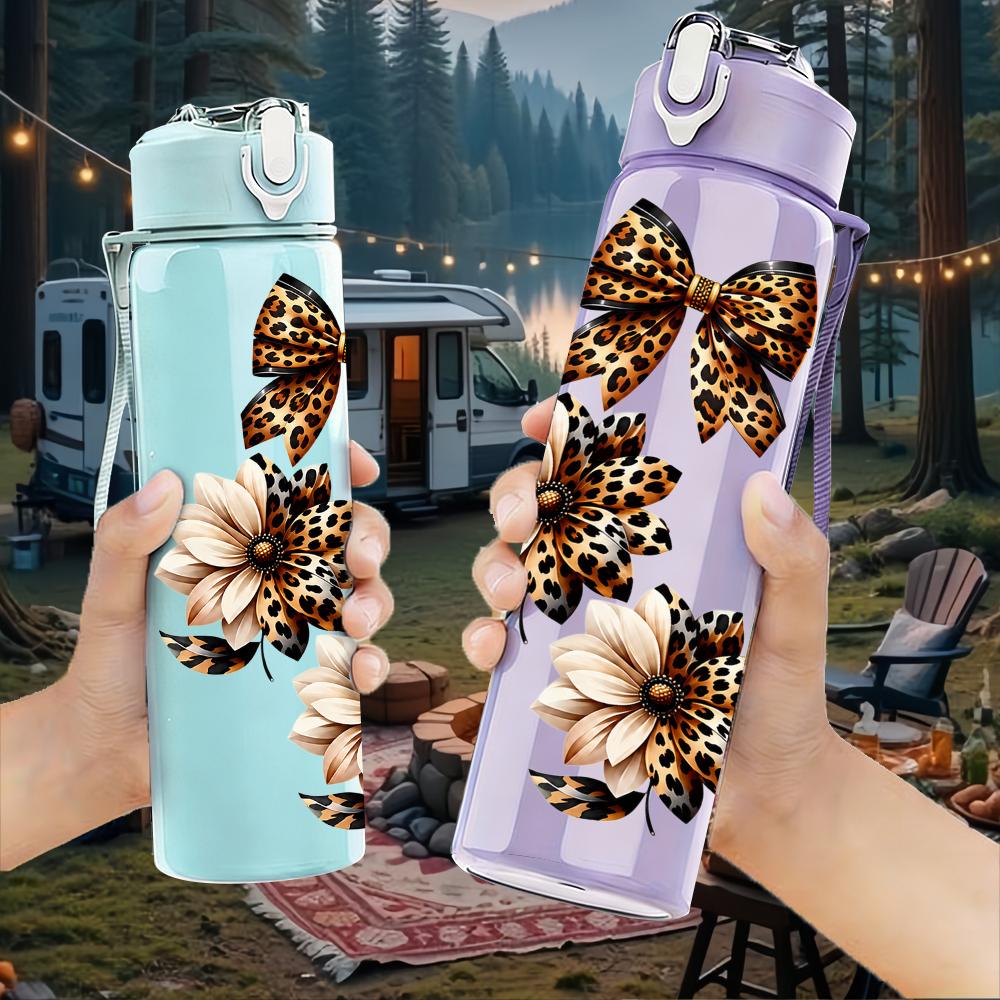 1PC Multi Butterfly Floral Graphic,750ml Color Plastic Sports Water Bottle,Leakproof Flip Straw Lid,Suitable for Sports Office Home Use
