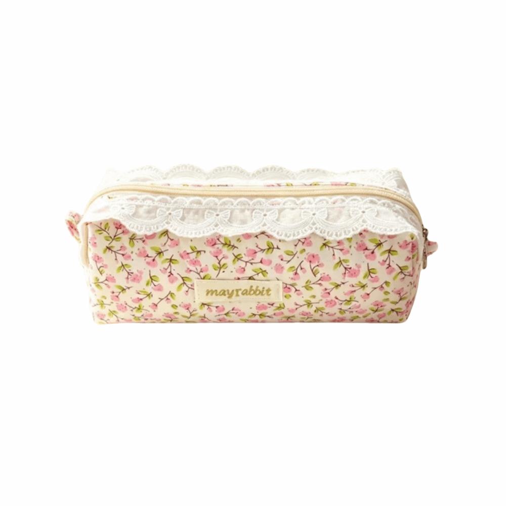 Zipper Floral Pencil Case Cotton Stationery Pouch New Pencil Pouch School Supplies