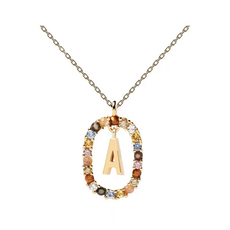 European & American Spanish Zircon Alphabet Necklace - Stylish Clavicle Chain Pendant