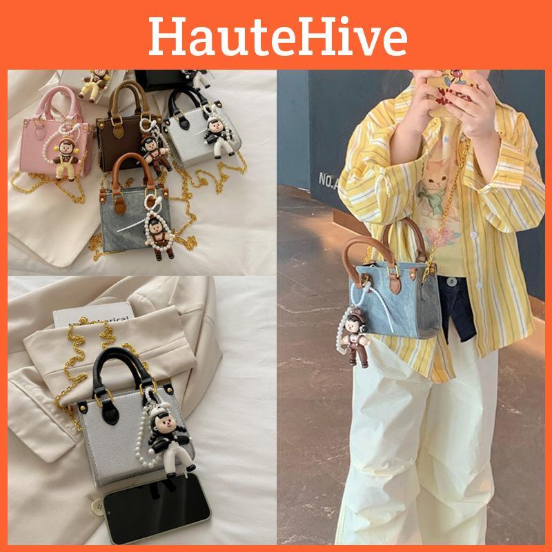 Retro Comfortable Fashion Handheld Kids Cute Square Bag With Seams Reinforced