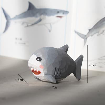 Cute Cartoon Wooden Whale DeskTop Figurine Ornament Basswood Carving Animal Statue Home Decor Gift Ocean Series Event Souvenirs
