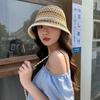 Striped Knitted Hollow Fisherman Hat Big Eaves Uv Protection Crochet Bucket Hat Breathable Multicolor Bucket Sun Hat Travel