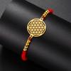 Teamer Flower Of Life Gold Color Charm Bracelet Stainless Steel Hollow Pendant Beaded Rope Chain Amulet Geometric Lucky Jewelry
