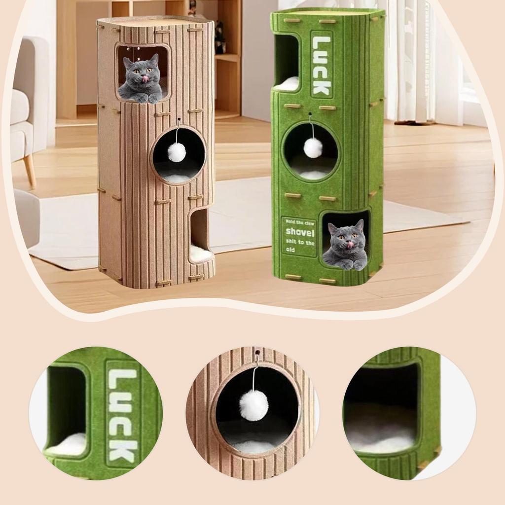 Felt Cat House 3 Story for Indoor Cats Kittens Soft Cushion Pet Supplies