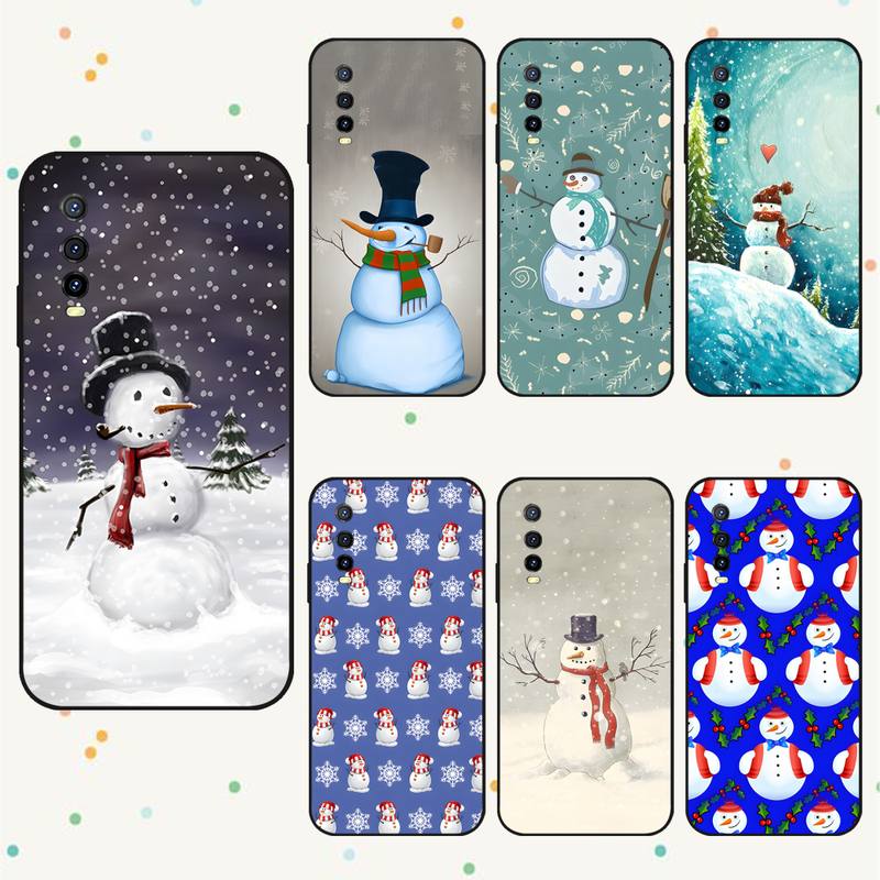 

Синий чехол для телефона с рисунком снеговика для Vivo Y95 Y93 Y91 Y85 Y75 Y20 Y21 V19 V17 V15 Pro X60 Nex, черный мягкий силиконовый чехол