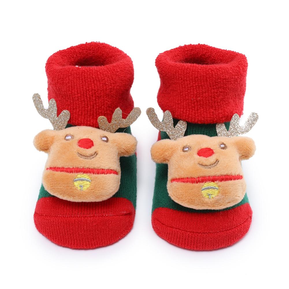

Носки для новорожденных, хлопковые носки для младенцев, детские носки с рождественскими рисунками, нескользящие носки для девочек и мальчиков от 0 до 1 года