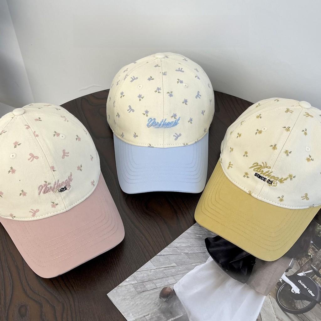 Small Floral Letter Embroidered Baseball Cap With Sun Protection For Women