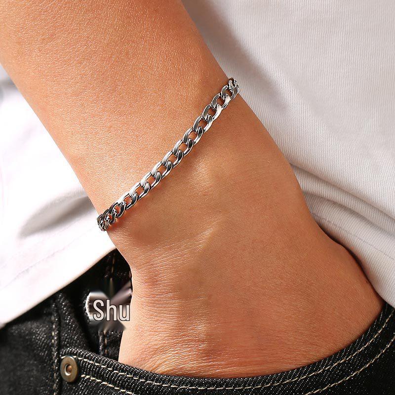 Unisex European & American Street Style Stainless Steel Bracelet Set - 6 Pieces, Hot Seller
