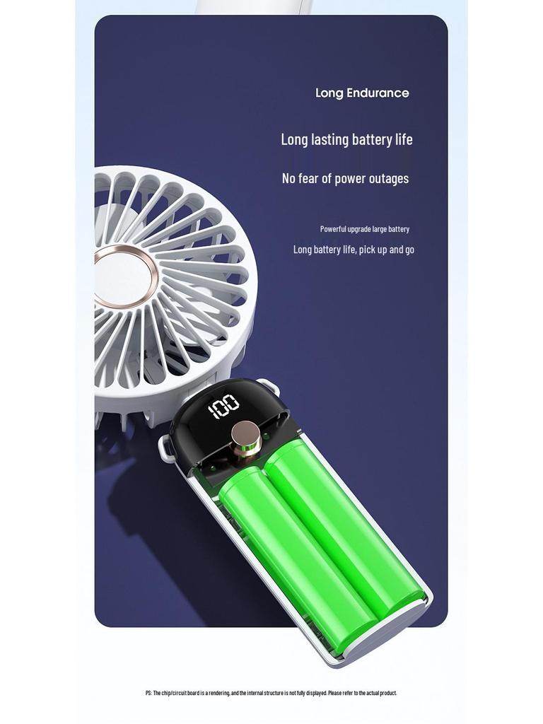 Custom Mini Handheld Fan: Portable, Foldable, USB Rechargeable with Digital Display
