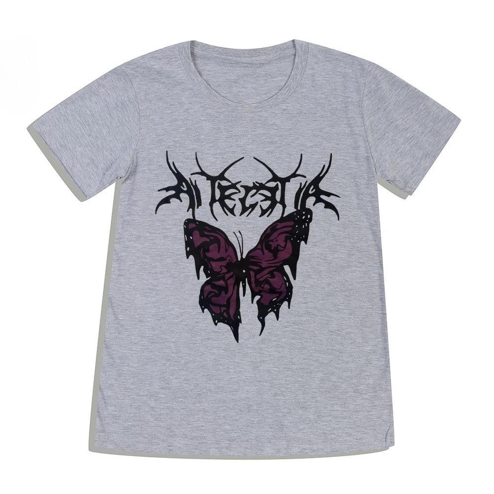 

2026 Dark Harajukustyle Loose Couple Gothic Style TShirt for Boys and Girls Short Sleeve Top M