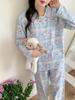 New pajamas women's pure cotton polished Internet celebrity coconut loungewear simple and cute lapel long-sleeved trousers set