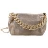 Chain Bling Shoulder Bag PU Leather Fashionable Handbag All Match Waterproof Shoulder Bag with Adjustable Strap Gold S
