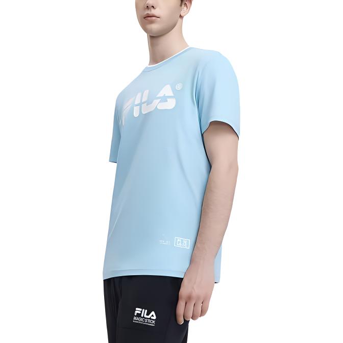 FILA T Shirts Men's Light Blue Crew Neck Moderate Straight Fit F11M329101F-LB