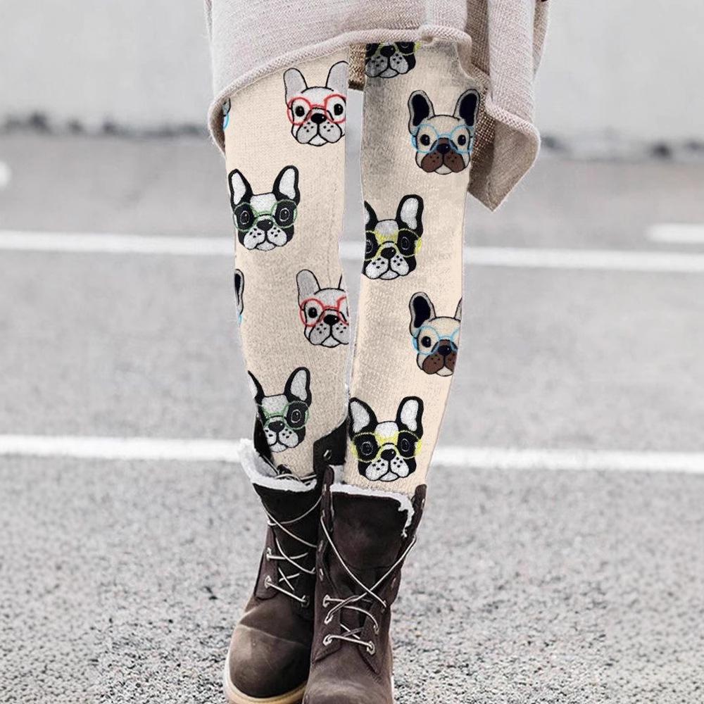 Women's High Waist Yoga Leggings Slim Fit Streetwear Cat Digital Print Stretch Fitness Workout Pants