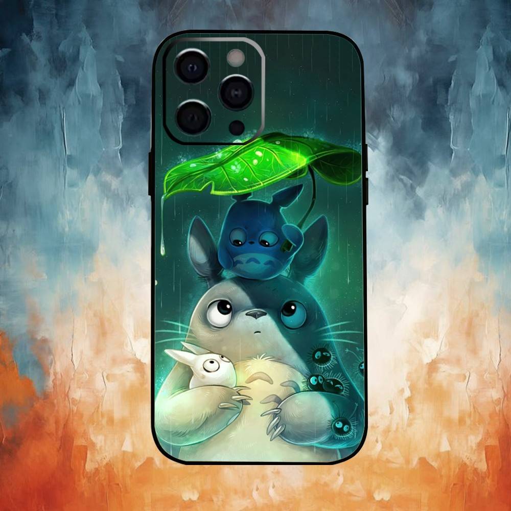 H-Hot Anime Cute Totoroes Phone Case For iPhone17,16,15,14,13,12,11 Plus,Pro Max Soft Black Cover