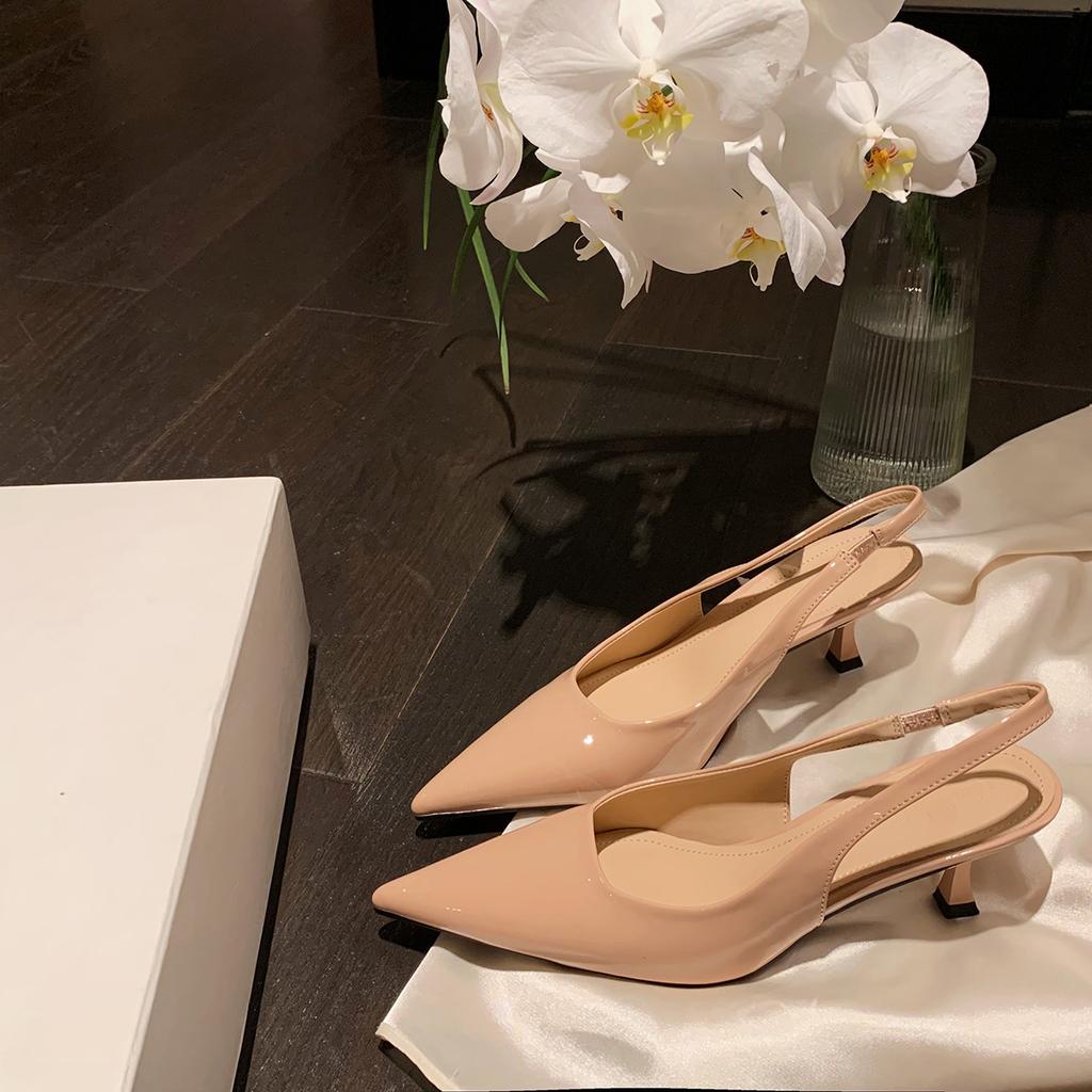 Sheepskin version of Deluna daughter temperament small pointed head shallow mouth empty elegant high heels women's single shoes