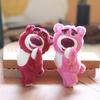 Adorable Pink Strawberry Bear Plush Keychain Cute Stuffed Animal Toy For Bags And Keys