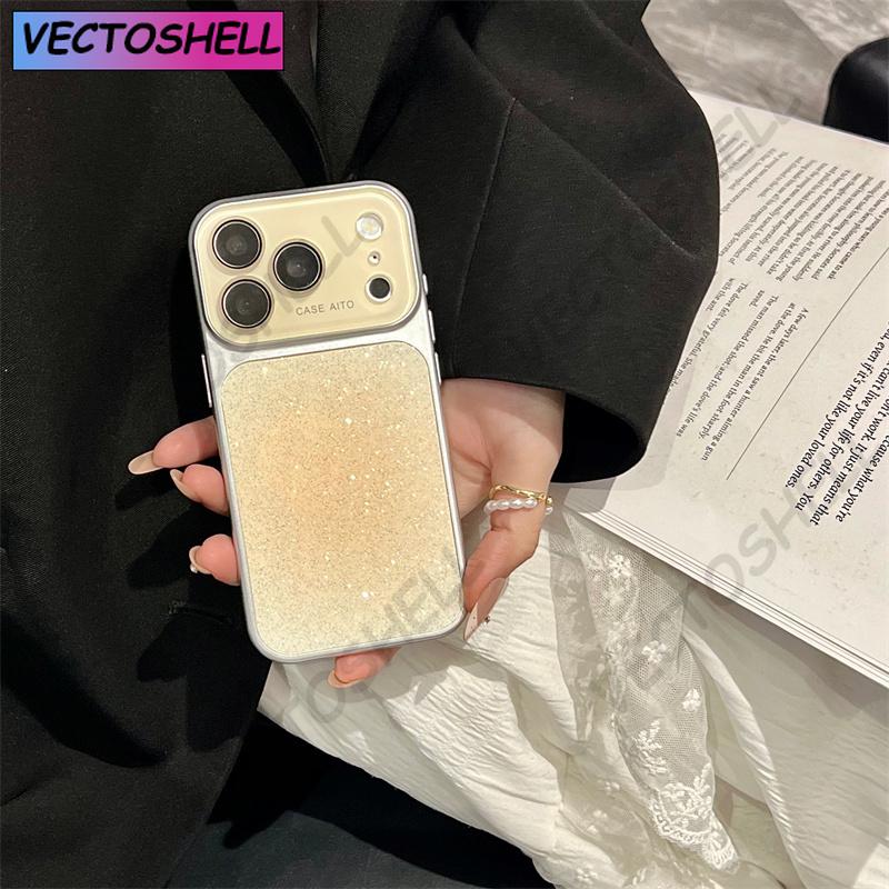 Halation Glitter Camera Window Phone Case For iPhone 17 16 15 14 13 12 Pro Max Glass Lens Protective Hard PC Back Cover