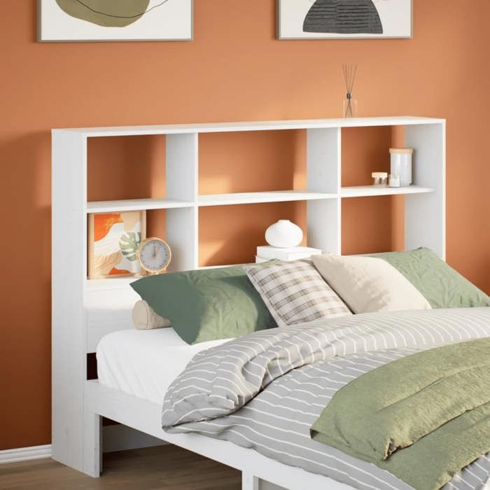 VidaXL Tête de lit avec rangement blanc 160 cm bois massif de pin, tête de lit en bois, tête de lit avec rangement, tête de 855655
