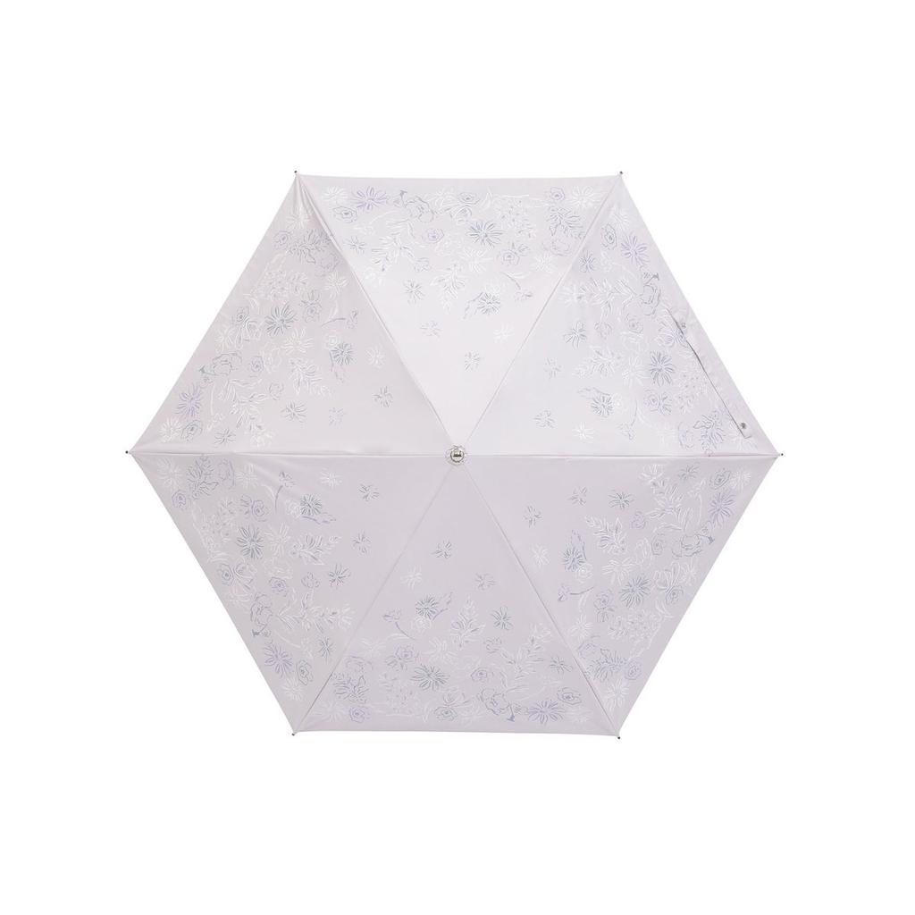 LANVIN En Bleu Women's Folding Umbrella Parasol All-Weather UV Protection Drawing Flower Pale Pink Moonbat