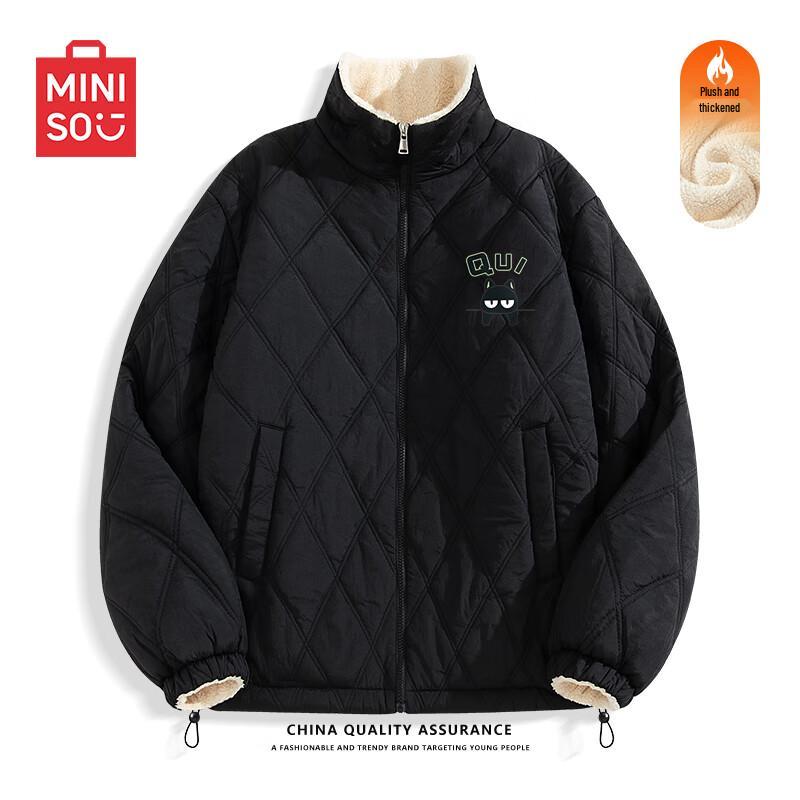 MINISO Men's Winter Stand Collar Lamb Wool Padded Jacket