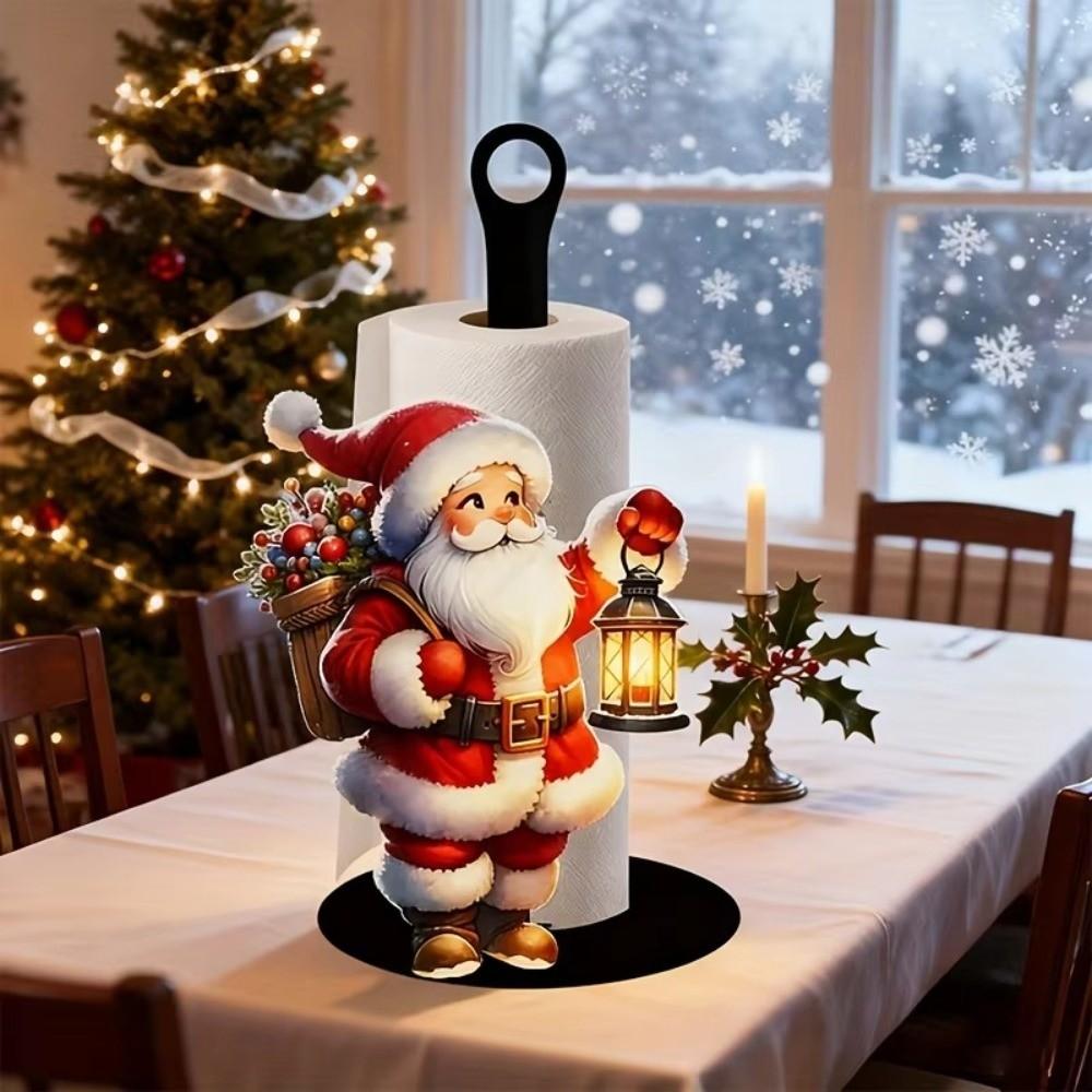 Cartoon Elk Santa Claus Paper Towel Holder For Kitchen Bathroom Dining Room