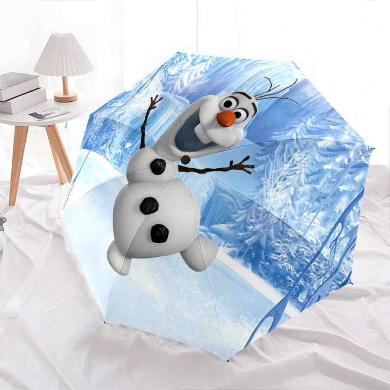 1pc Olaf Snowman Automatic Folding Umbrella: Portable 3-Fold Design with 8 Iron Frame, Perfect for Outdoor Use, Festive Gifts, Travel, Daily