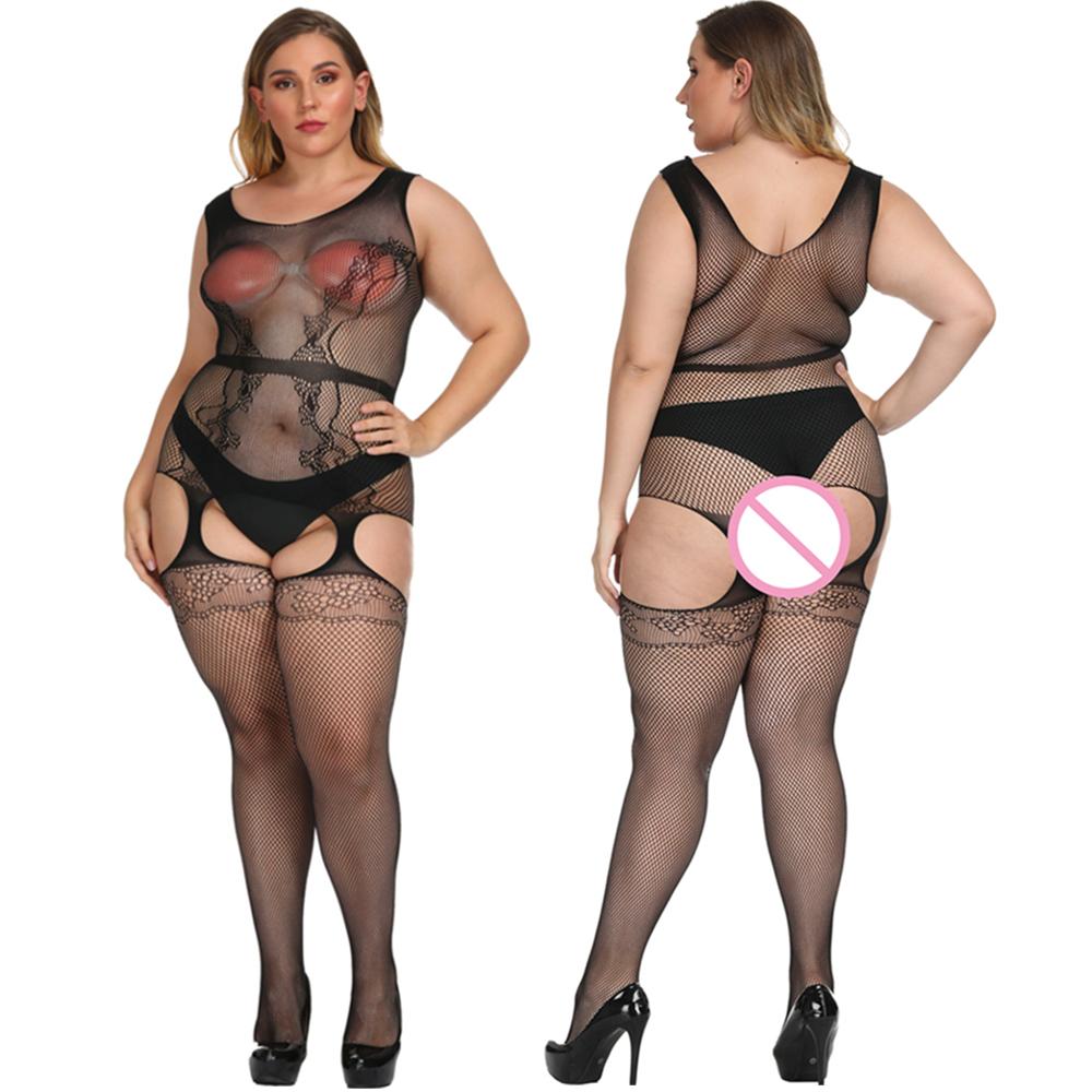 New Sexy Lingerie Female Erotic Sexy Woman Full Body Stockings Perspective Temptation Hollow Breast Open Mesh Teddy Bodysuits