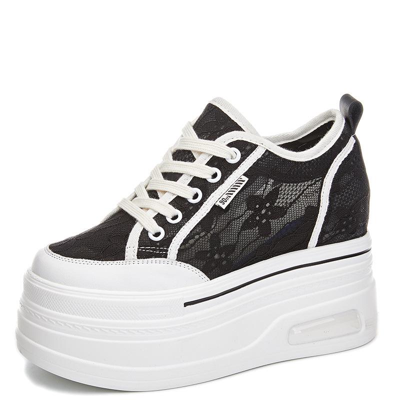 Women's Height-Boosting Thick-Soled White Sneakers for Spring & Autumn A8905