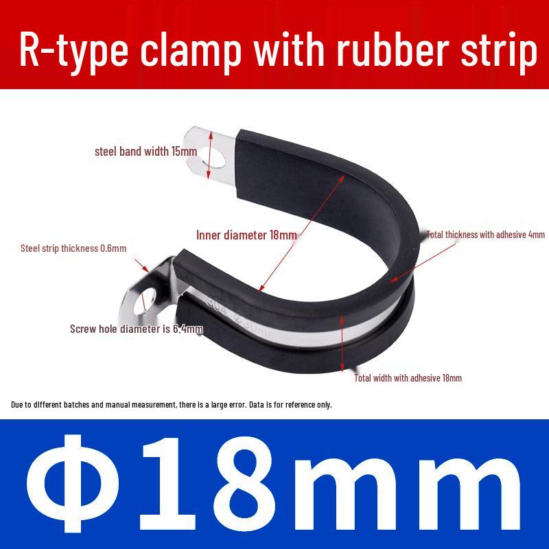 Stainless Steel R-Type Rubber Strip Shock-Absorbing Pipe Clamp