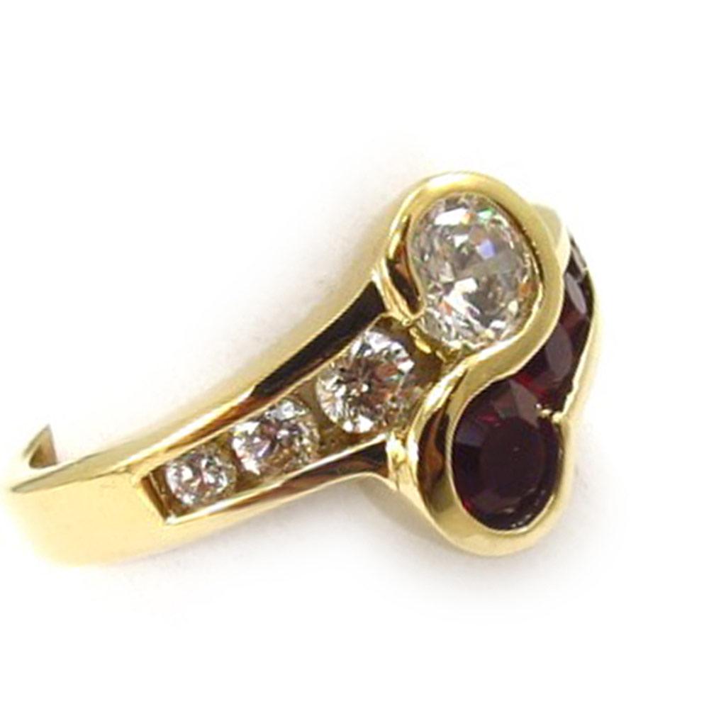 Bague Plaqué Or 'Aphrodite' grenat blanc