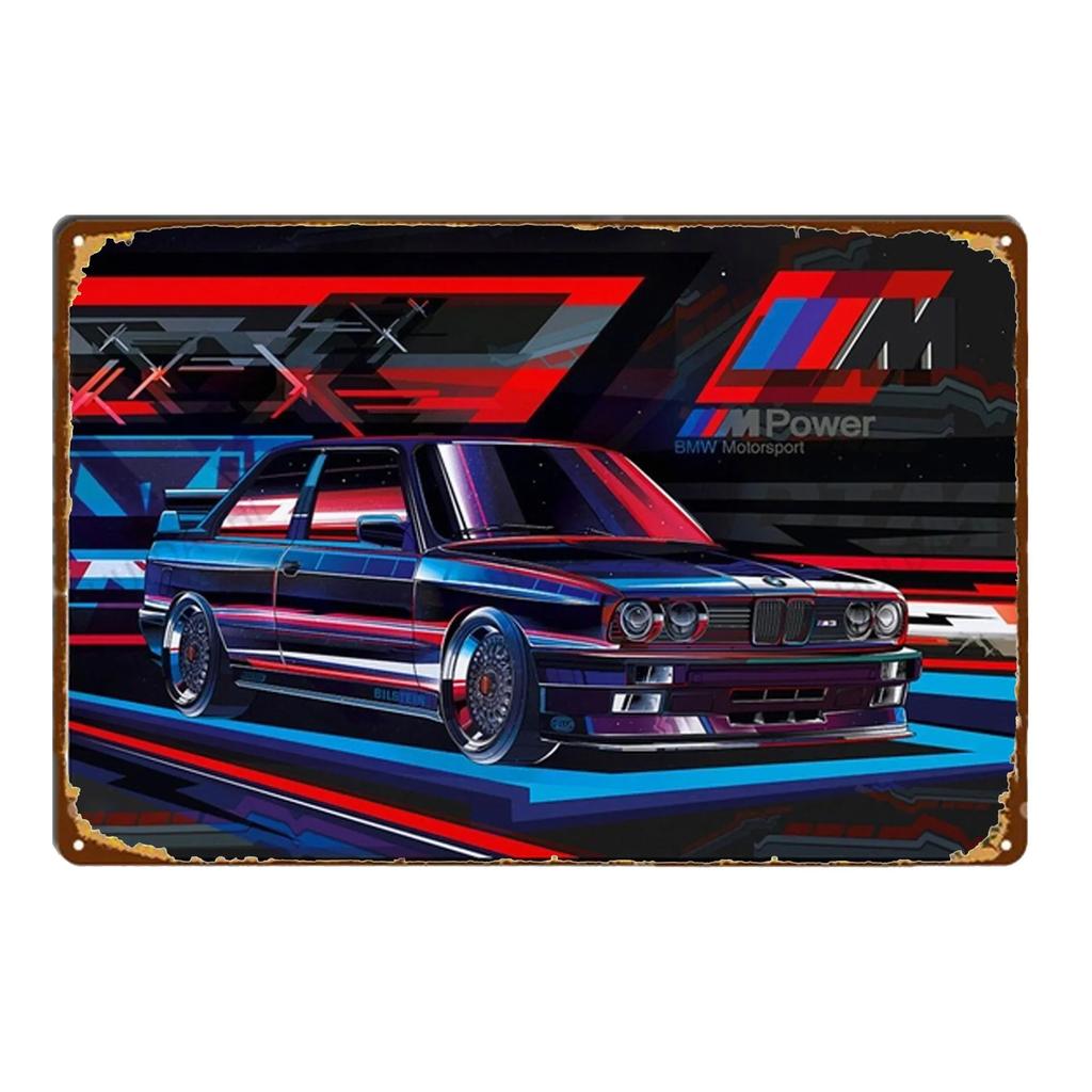 Sports Car Racing Poster Rust Shabby Tin Sign Art Decor Garage Bar Man Cave Signs Decorative Plaques Wall Metal Tin Plate Sig