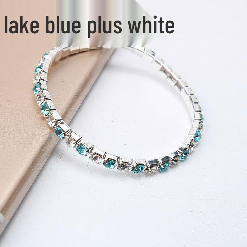 Trendy Multi-Color Diamond Single Row Elastic Bracelet for Women