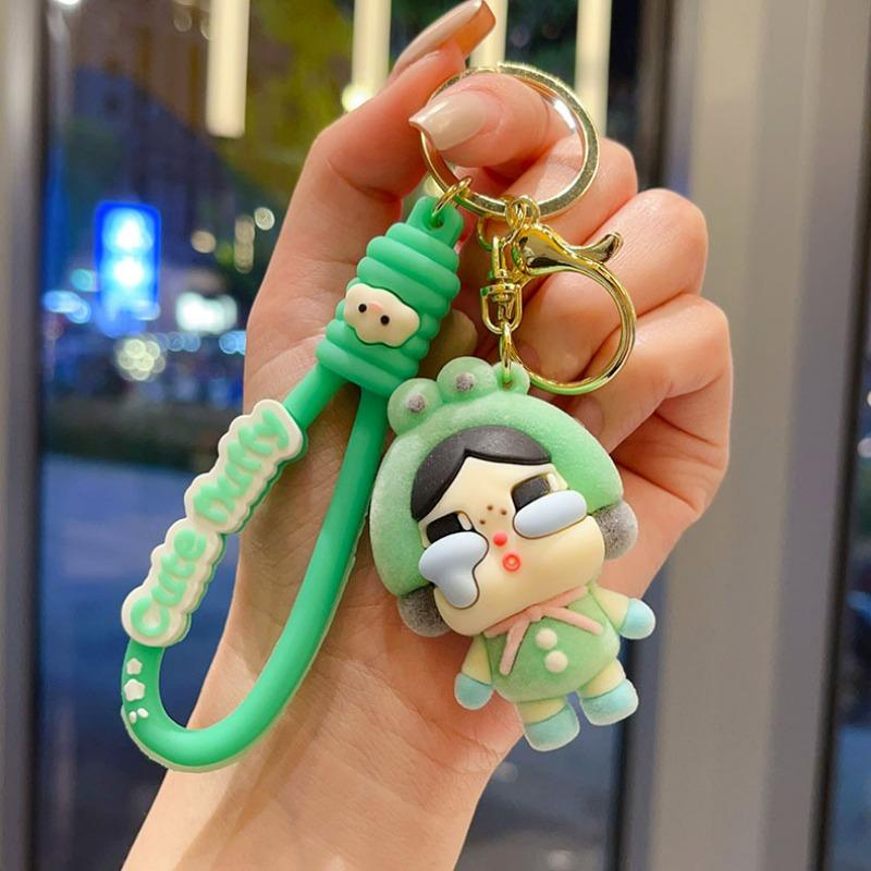 Crying Baby Keychain Flocked Girls Bag Pendant Blind Box Gift Car Key Chain Small Gift
