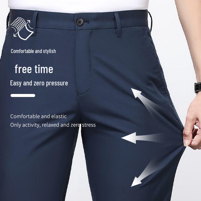 MONTAGUT Men's Summer Cool-Touch Tencel Blend Casual Trousers