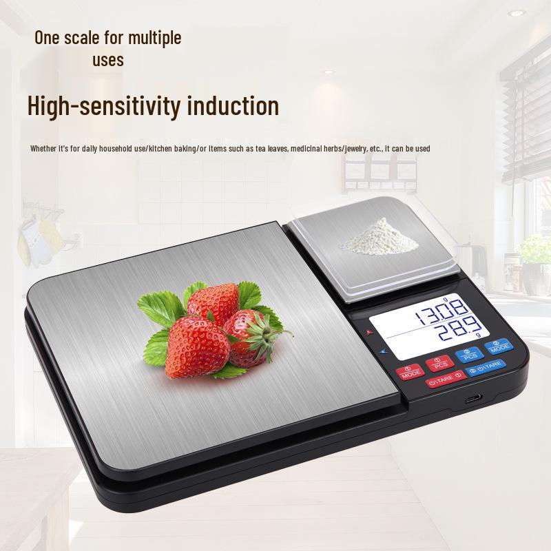 Dual-Platform Precision Kitchen Scale: Digital Food and Counting Scale with Dual Display.