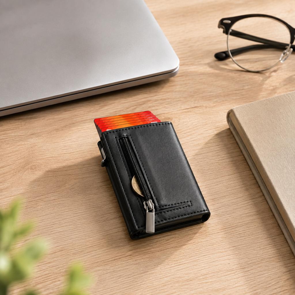 -Up Card Holder Bank Card Case - Compact Credit Card for Men and Women