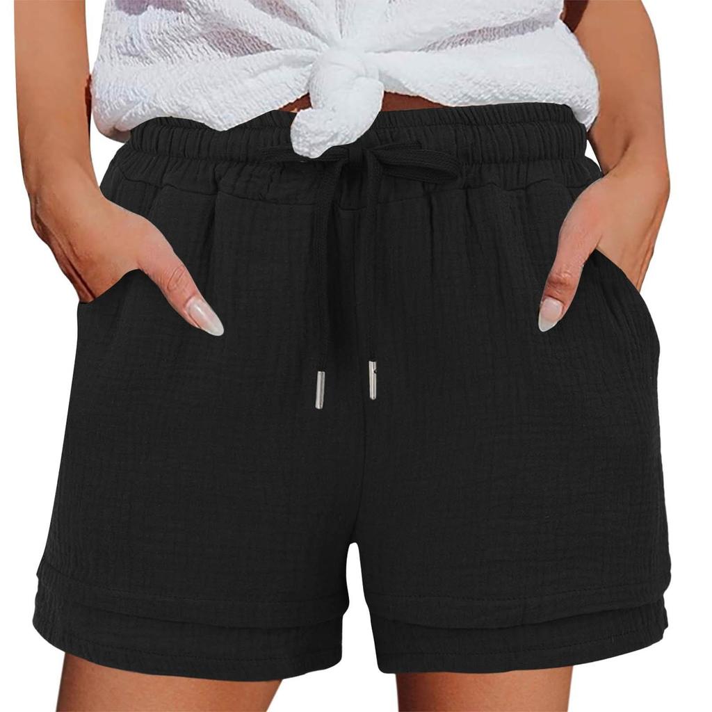 Women's Casual  Summer Elastic Beach Shorts  Solid Casual Shorts
