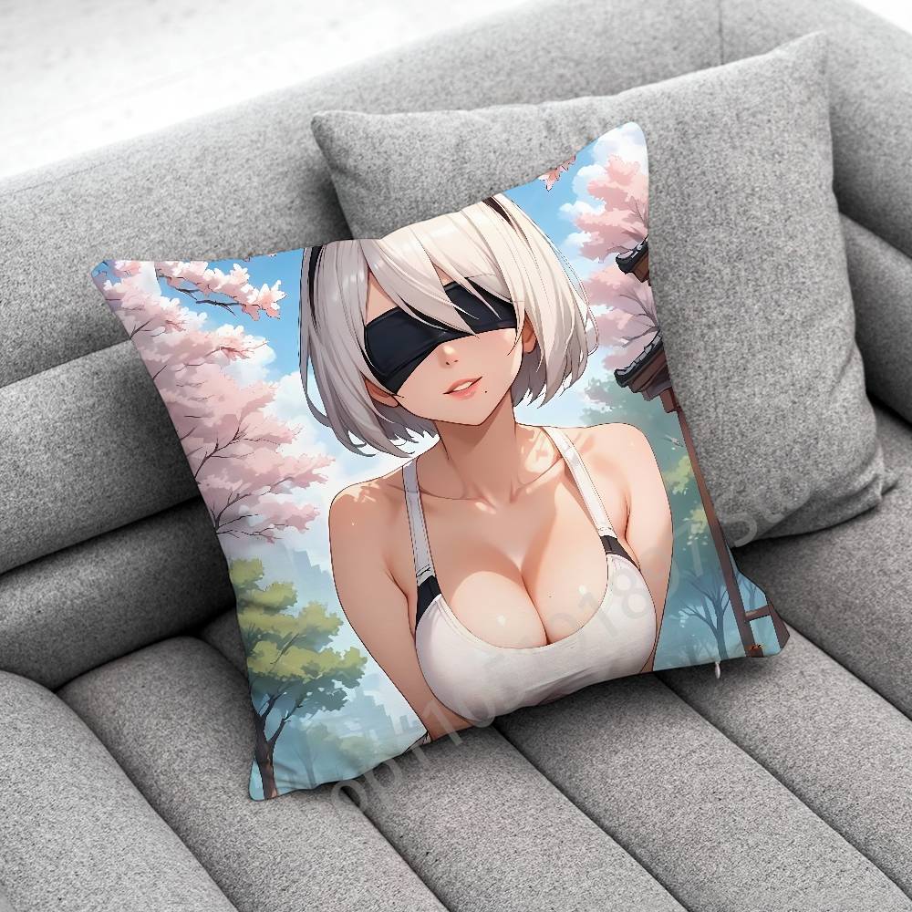 Game Nier A-Automata 2B Throw Pillow Case For 55X55Cm 40X40Cm 45X45Cm 50X50Cm 30X30Cm Square Office Pillowship Cover