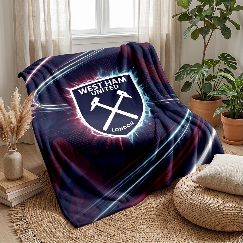 Coperta in Flanella con Stampa West Ham United, Morbida Calda Leggera Coperta da Divano Letto Campeggio