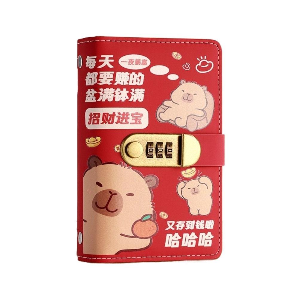 Levný organizér na peníze z PU kůže se zámkem Kreslená kapybara Účetní kniha Šetřící organizér Rodina
